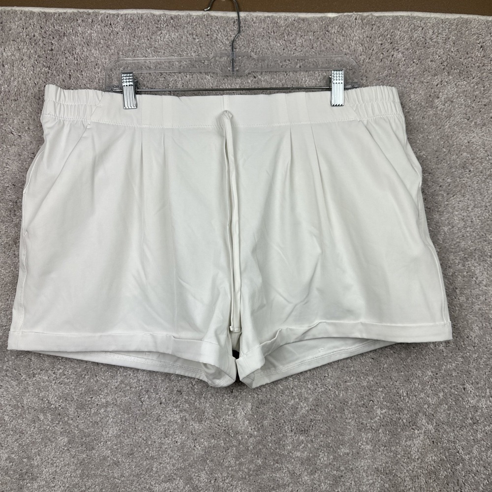ZYIA Active Women's XXXL Shorts Mesh‎ Lined Pocket White Drawstring